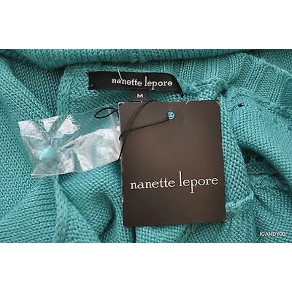 Nanette Lepore 'Juggler' Scoop Knit Sweater Top Jacket Pond Blue M Nwt $178 - Picture 7 of 7